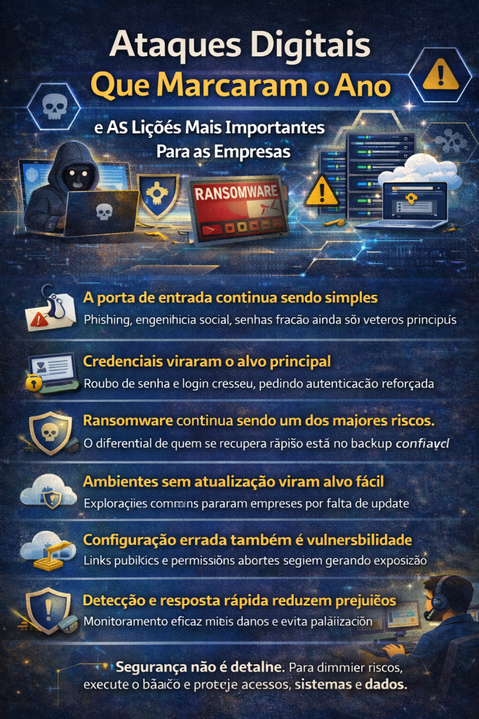 Infográfico sobre os principais ataques digitais que marcaram o ano