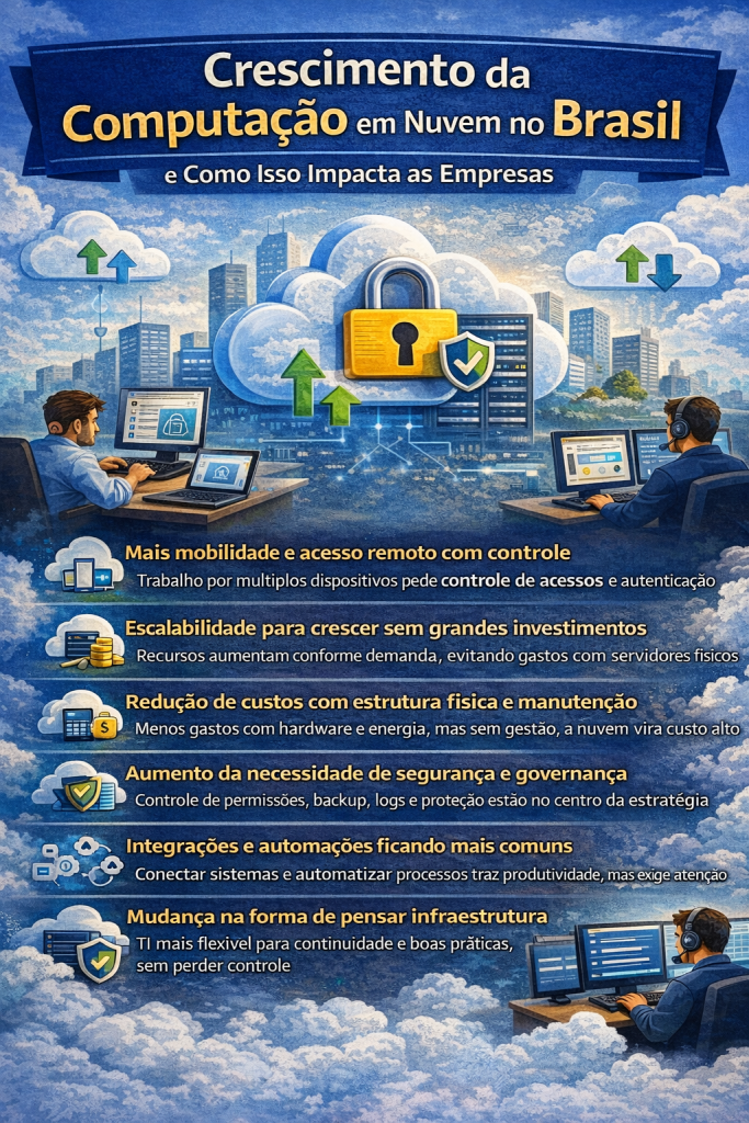 Infográfico sobre o crescimento da computação em nuvem no Brasil