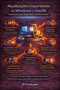 Infográfico sobre atualizações importantes do Windows e do macOS