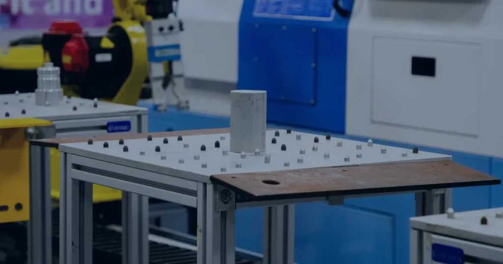 Braço robótico industrial em tons de azul ilustrando o avanço da automação nas empresas