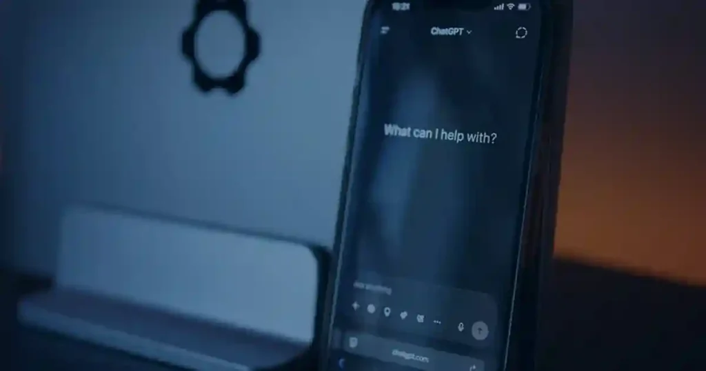 Interface de IA em azul ilustrando o uso de chatbots no atendimento ao cliente da empresa