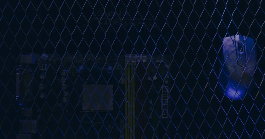 Placa de circuito em azul ilustrando os desafios da cibersegurança na nuvem para empresas