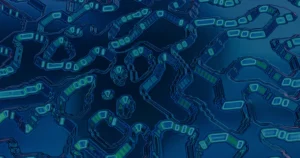 Rede digital em azul ilustrando o edge computing e a computação descentralizada