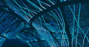 Fibras óticas azuis ilustrando os passos para preparar a empresa para o futuro digital