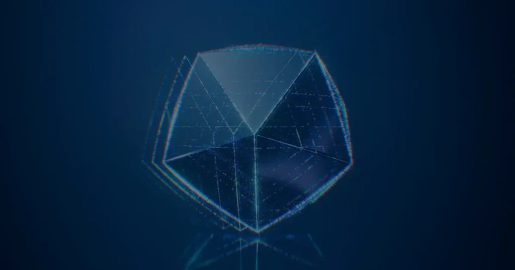 Forma geométrica digital azul ilustrando as verdades sobre segurança de TI nas empresas