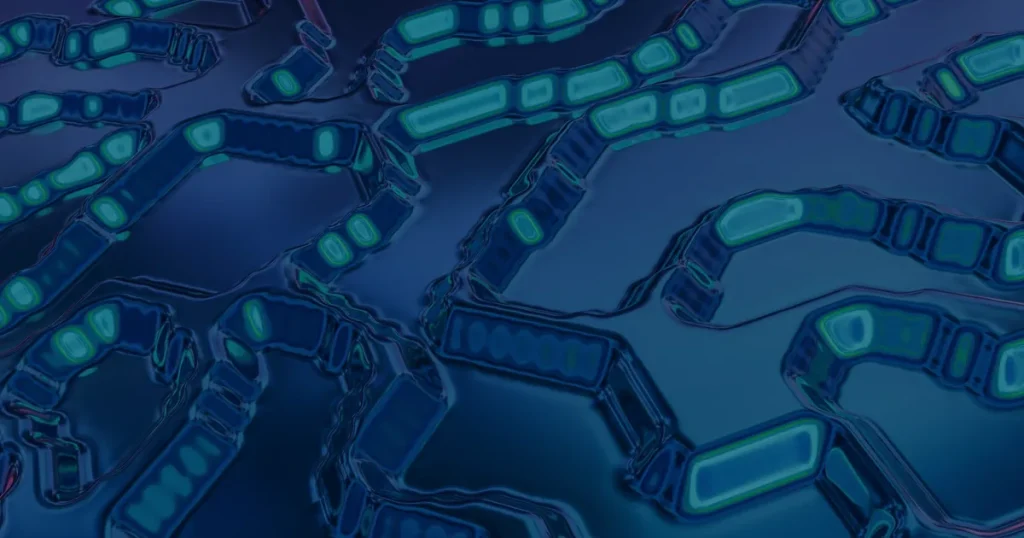 Placa de circuito em tons de azul ilustrando as principais tendências de tecnologia para este ano
